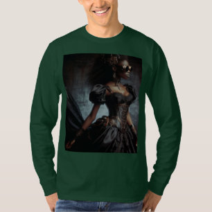 Steampunk Vintage Victorian Lady Black Raven T-Shirt