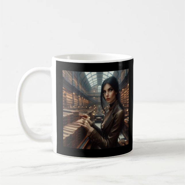 Steampunk Vintage Victorian Lady Librarian Coffee Mug (Left)