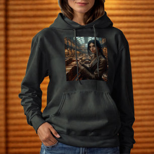 Steampunk Vintage Victorian Lady Librarian Hoodie