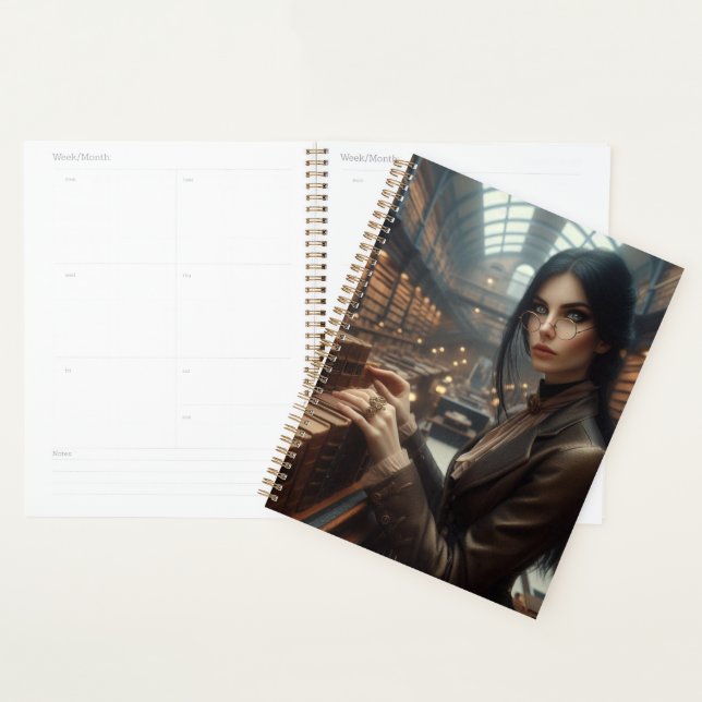 Steampunk Vintage Victorian Lady Librarian Planner (Display)