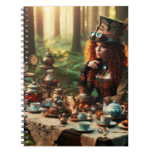 Steampunk Vintage Victorian Lady Mad Hatter Notebook