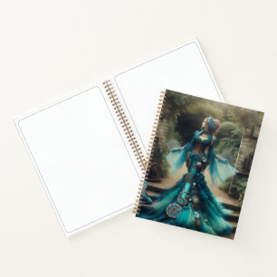 Steampunk Vintage Victorian Lady Teal Mermaid Notebook