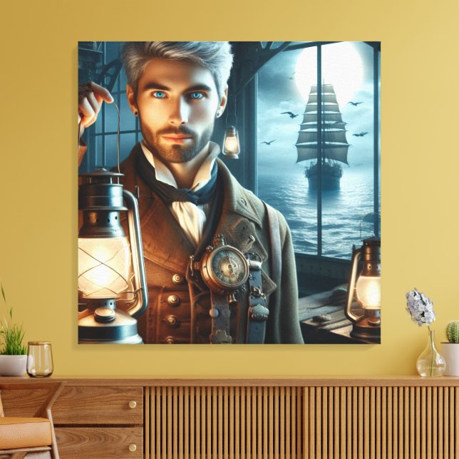 Steampunk Vintage Victorian Lighthouse Keeper Canvas Print (Insitu(LivingRoom))