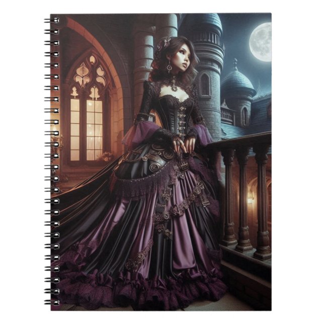Steampunk Vintage Victorian Purple Lady Notebook (Front)