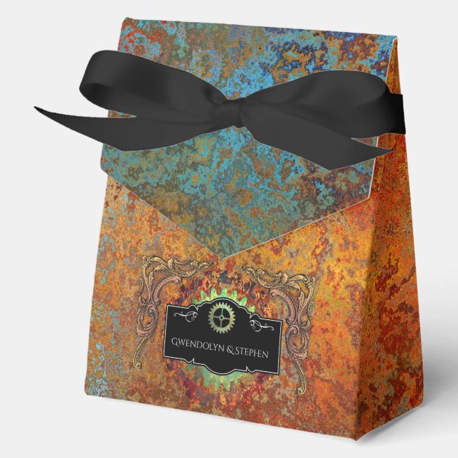 Steampunk Vintage Wedding Personalised Favour Box (Front)