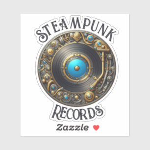 Steampunk Vinyl Records Retro Style Die-cut