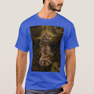 Steampunk violin with steampunk chinese dragon and T-Shirt