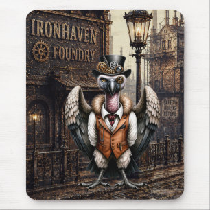 Steampunk Vulture in an Industrial City Mouse Mat