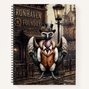 Steampunk Vulture in an Industrial City Notebook