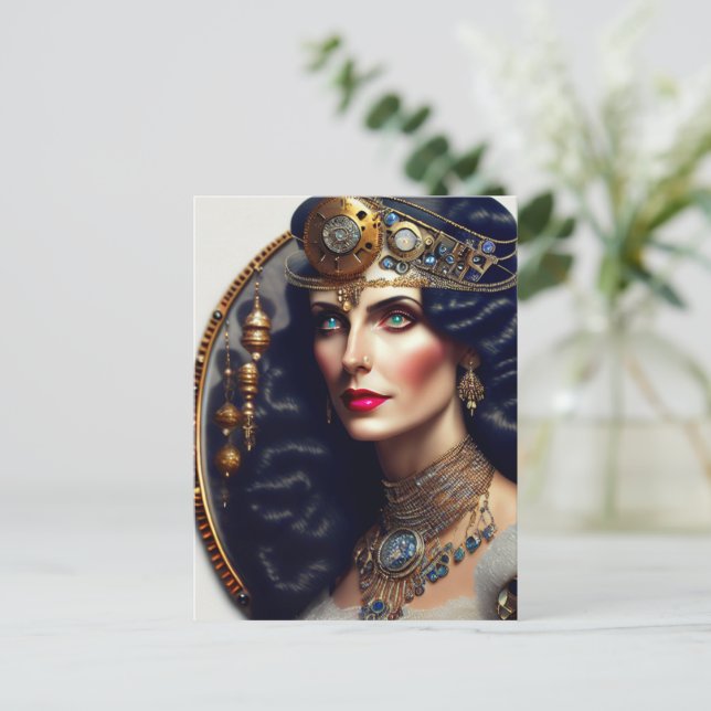 Steampunk warrior princess postcard (Standing Front)