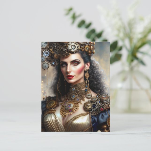 Steampunk warrior princess postcard (Standing Front)
