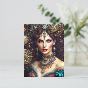 Steampunk warrior princess postcard