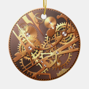 steampunk watch gears ceramic tree decoration