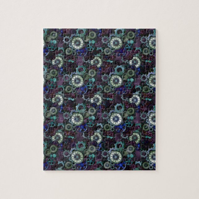 steampunk watch parts - purple print by LeahG Jigsaw Puzzle (Vertical)