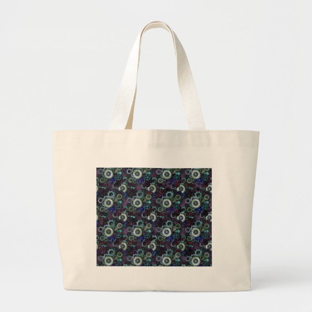 steampunk watch parts - purple print by LeahG Large Tote Bag (Front)