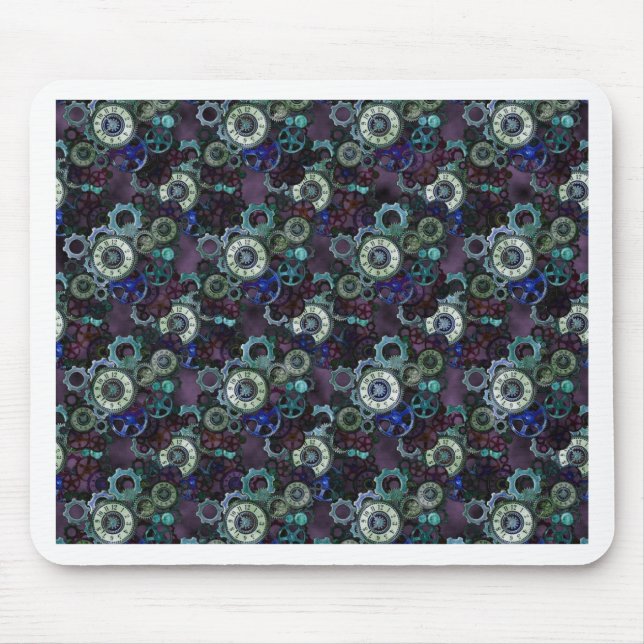 steampunk watch parts - purple print by LeahG Mouse Mat (Front)
