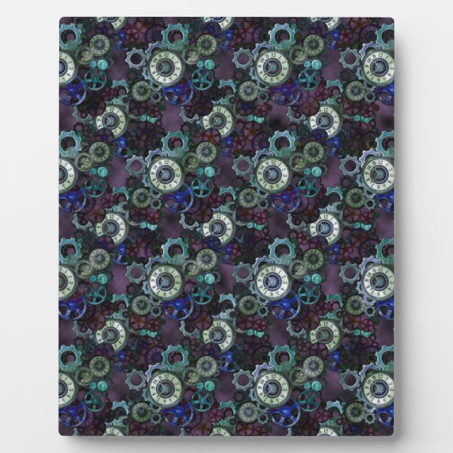 steampunk watch parts - purple print by LeahG Plaque (Front)