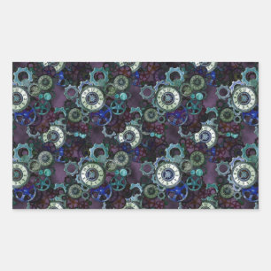 steampunk watch parts - purple print by LeahG Rectangular Sticker