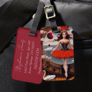 Steampunk Watercolor Ballerina Backpack Luggage Tag