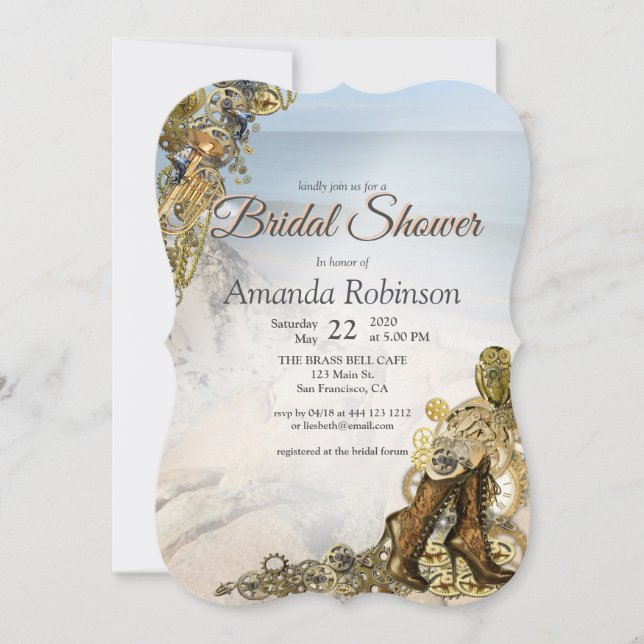 Steampunk Wedding by the Sea Bridal Shower Invitation (Front)