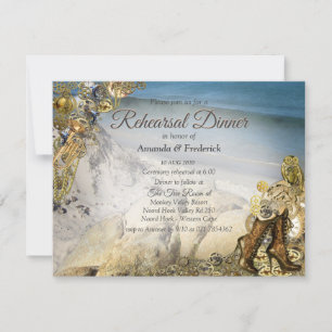 Steampunk Wedding by the Sea Rehearsal dinner Invitation