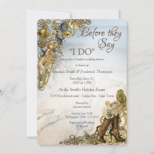 Steampunk Wedding by the Sea Wedding Shower Invitation