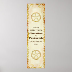 Steampunk Wedding, decorative vertical banner Poster