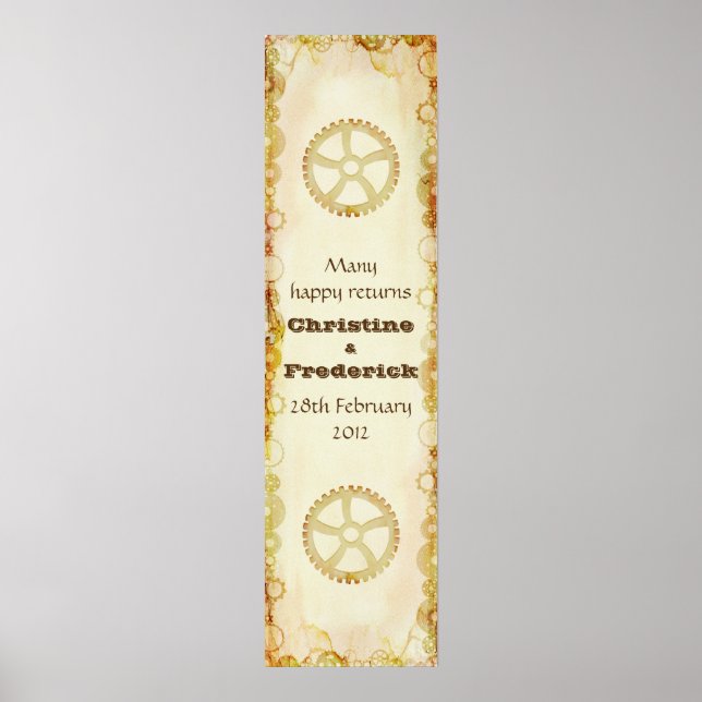 Steampunk Wedding, decorative vertical banner Poster (Front)