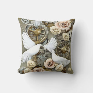 Steampunk Wedding Doves Cushion