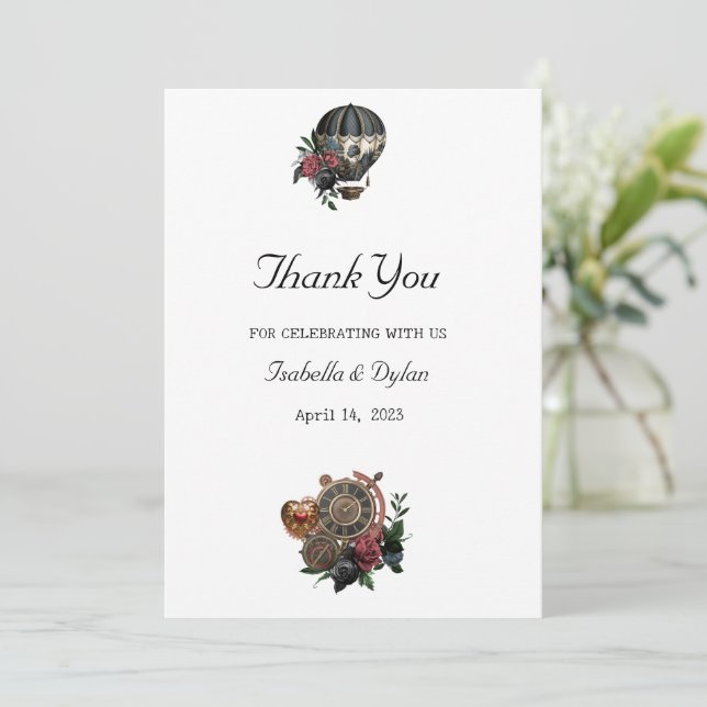Steampunk Wedding Favour  Thank You Card (Standing Front)