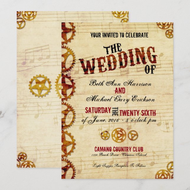 Steampunk Wedding Invitation (Front/Back)