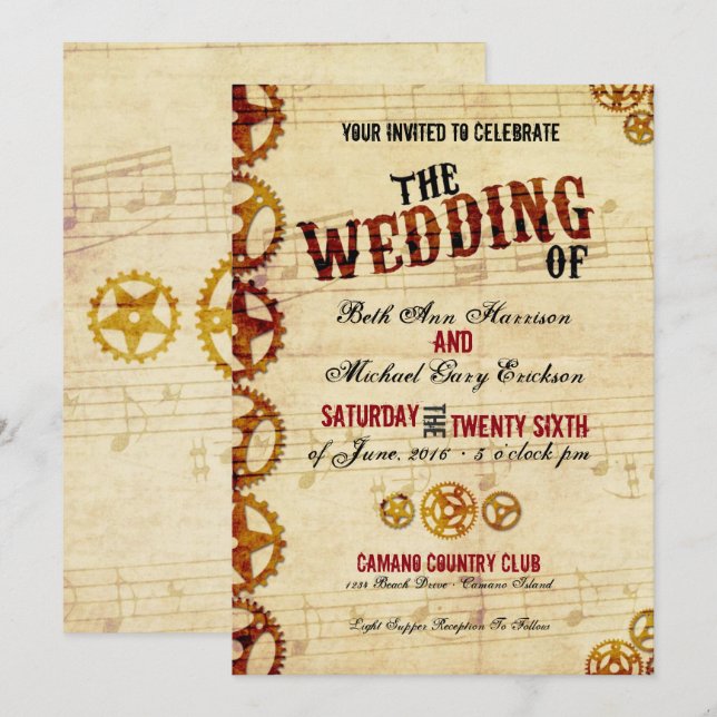 Steampunk Wedding Invitation (Front/Back)