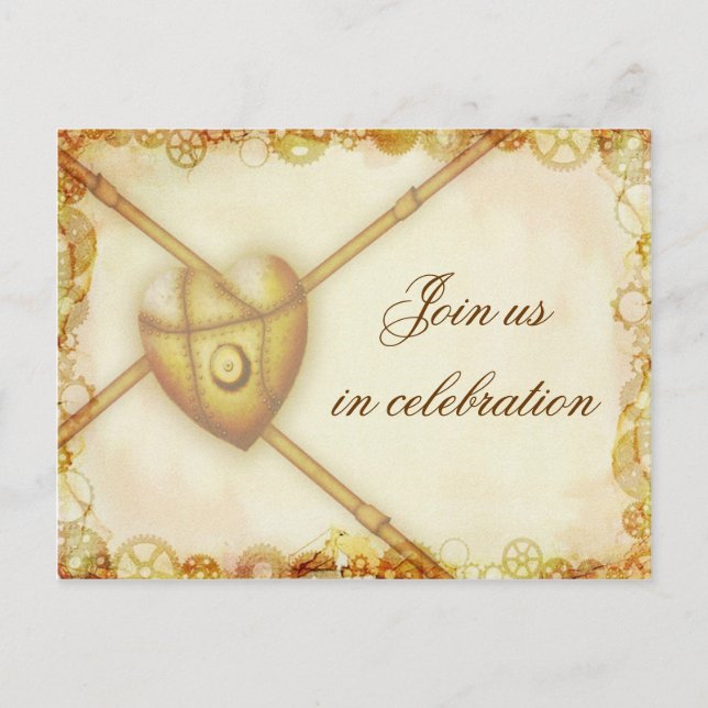 Steampunk Wedding, invitation postcard (Front)