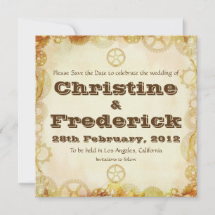 Steampunk Wedding, save the date announcement