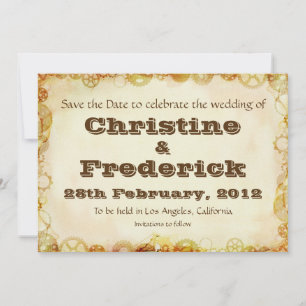 Steampunk Wedding, save the date announcement