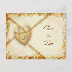 Steampunk Wedding, save the date postcard