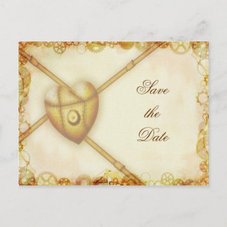 Steampunk Wedding, save the date postcard