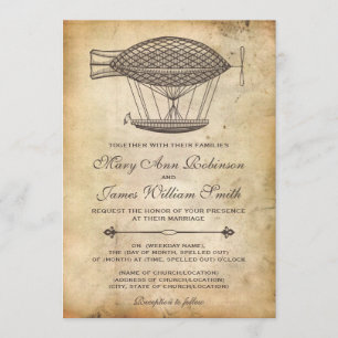 Steampunk Wedding Victorian Airship Invitation