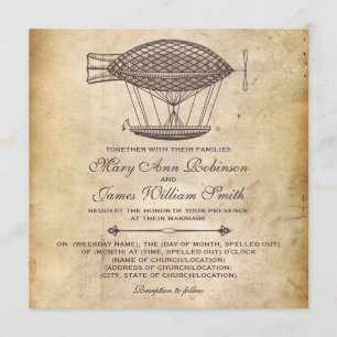 Steampunk Wedding Victorian Airship Invitation