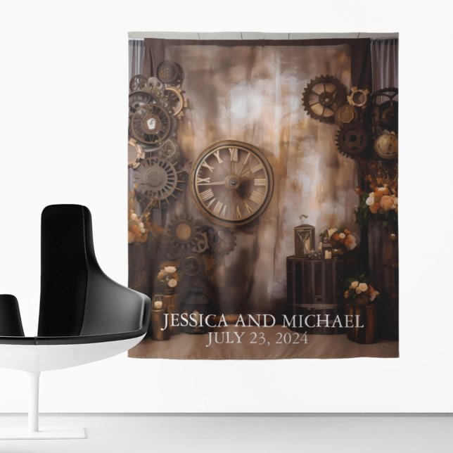 Steampunk Wedding Victorian Industrial Backdrop Tapestry (Creator Uploaded)