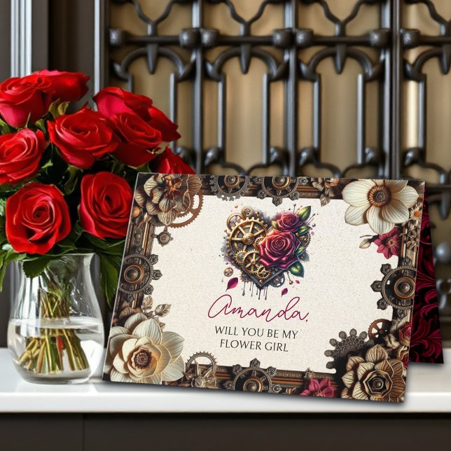 Steampunk  Wedding | Will You Be my Flower Girl Card (Creator Uploaded)