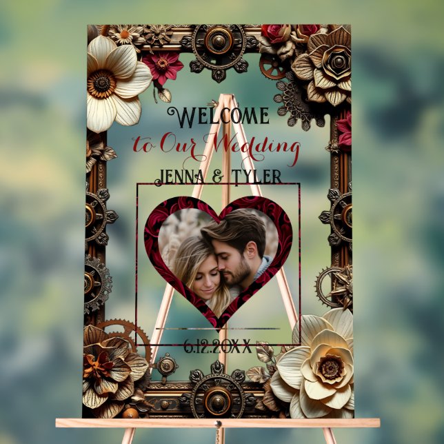 Steampunk Welcome to our Wedding Personalised Acrylic Sign (Neutral)