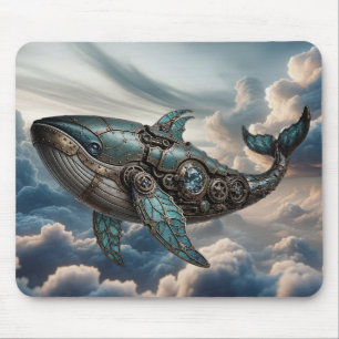 Steampunk Whale in Clouds Mouse Mat