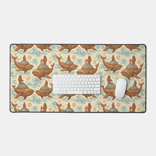 Steampunk Whale Sub Voyage Desk Mat (Keyboard & Mouse)