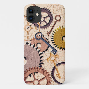 Steampunk Wheels, Gears, Keys, Old Map Oil Paint iPhone 11 Case