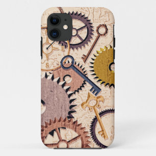 Steampunk Wheels, Gears, Keys, Old Map Oil Paint iPhone 11 Case