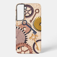 Steampunk Wheels, Gears, Keys, Old Map Oil Paint