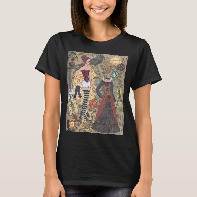 Steampunk Whimsy Paper Doll Art T-Shirt (Front)