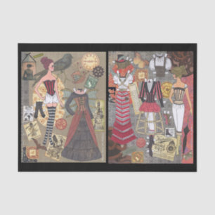 Steampunk Whimsy Paper Doll Art Tissue Paper