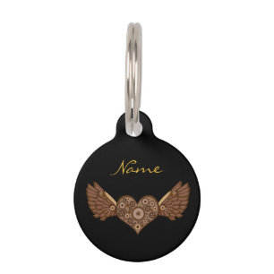 Steampunk Winged Heart with Gears Thunder_Cove Pet Tag